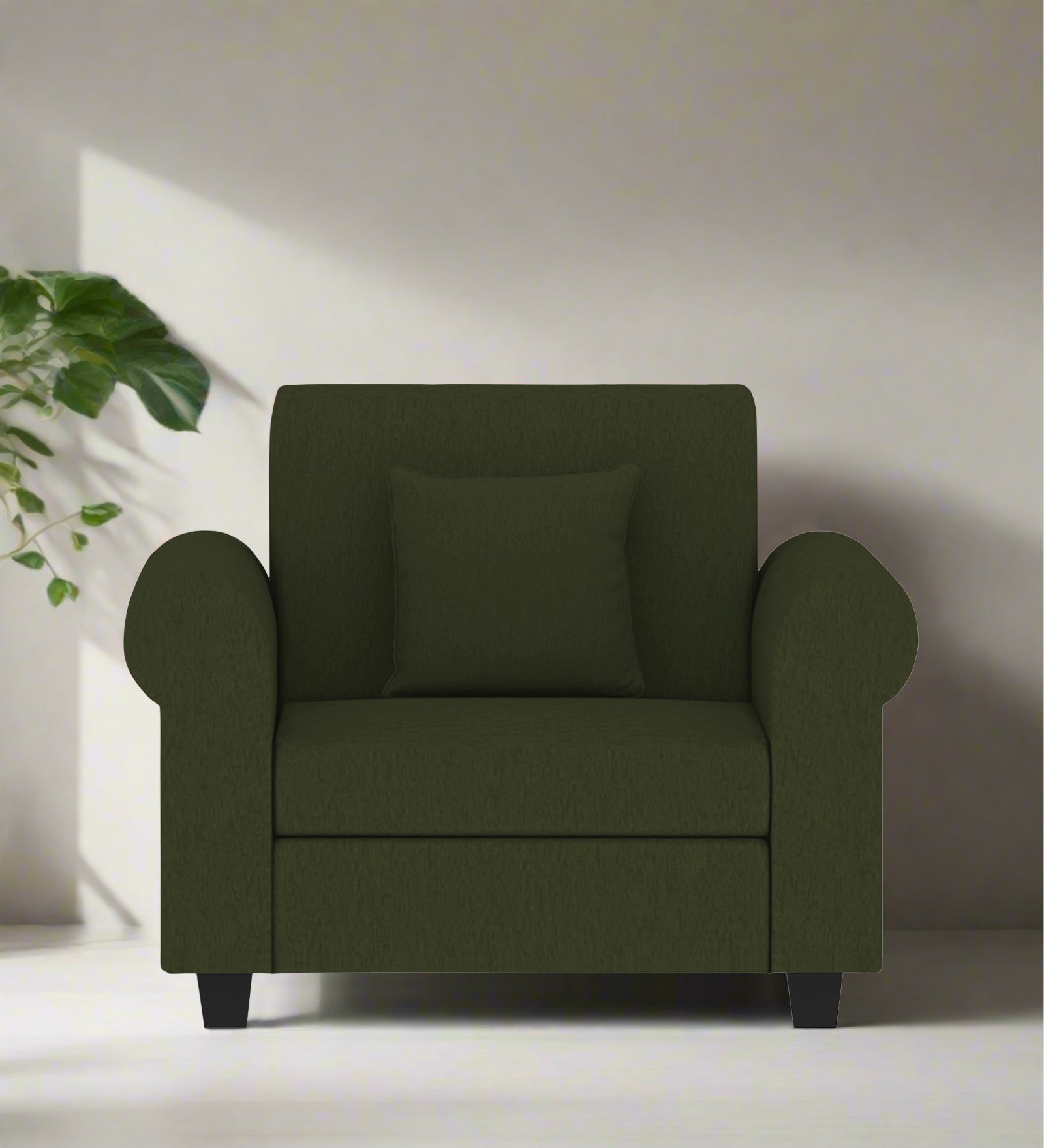 Derado Fabric 1 Seater Sofa in Olive Green Colour