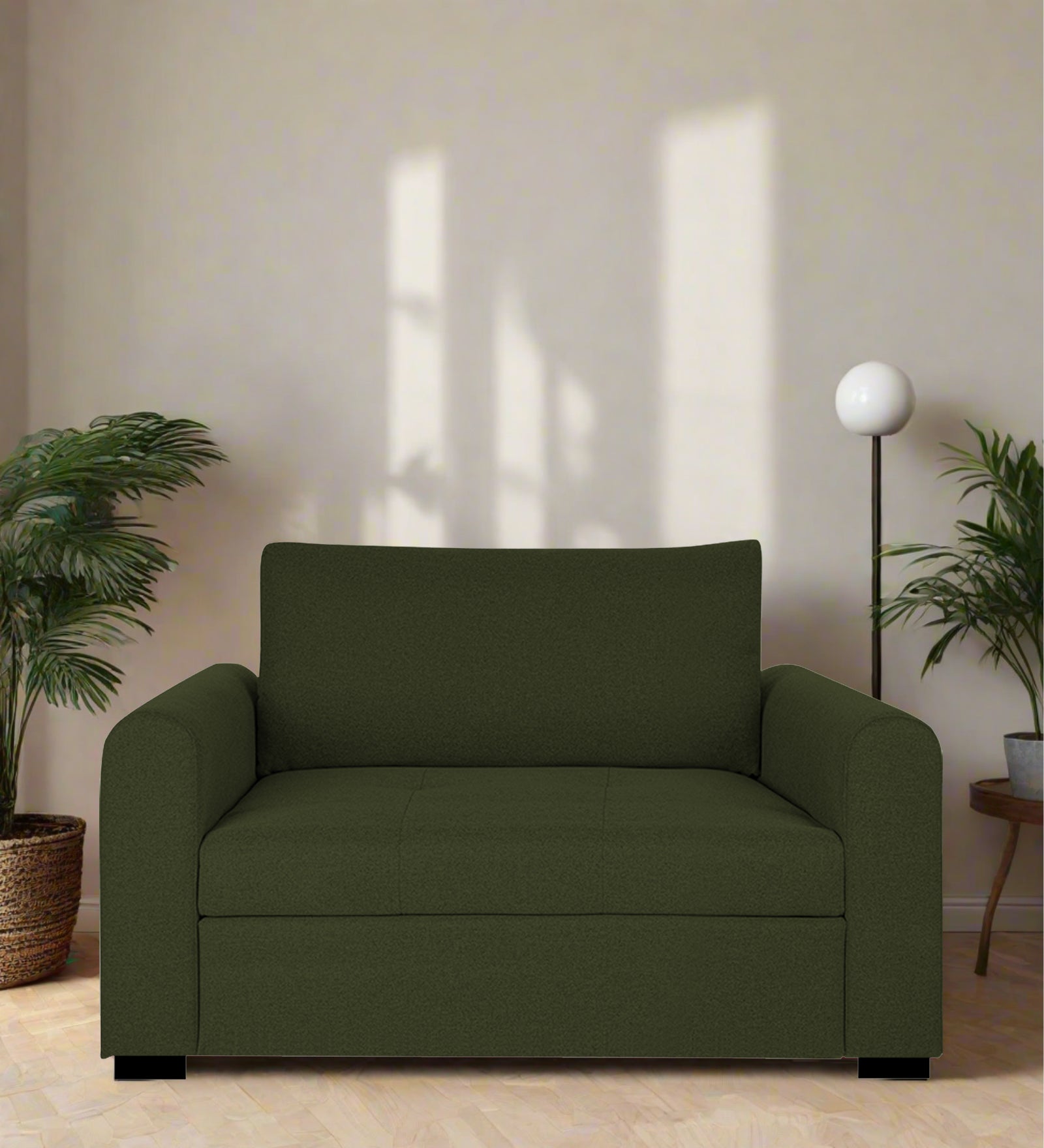 Sigma Fabric 1 Seater Sofa in Olive Green Colour