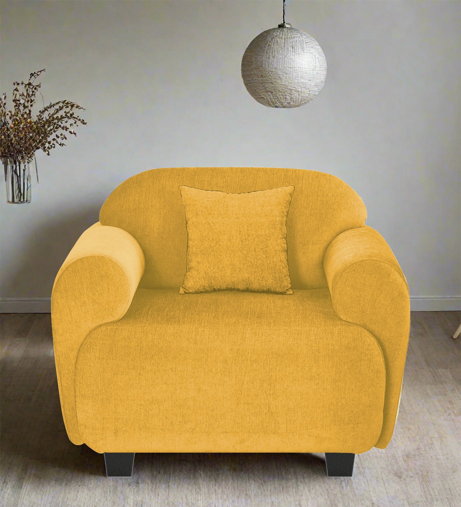 Apollo Fabric 1 Seater Sofa  Bold Yellow Colour - Febonic Living