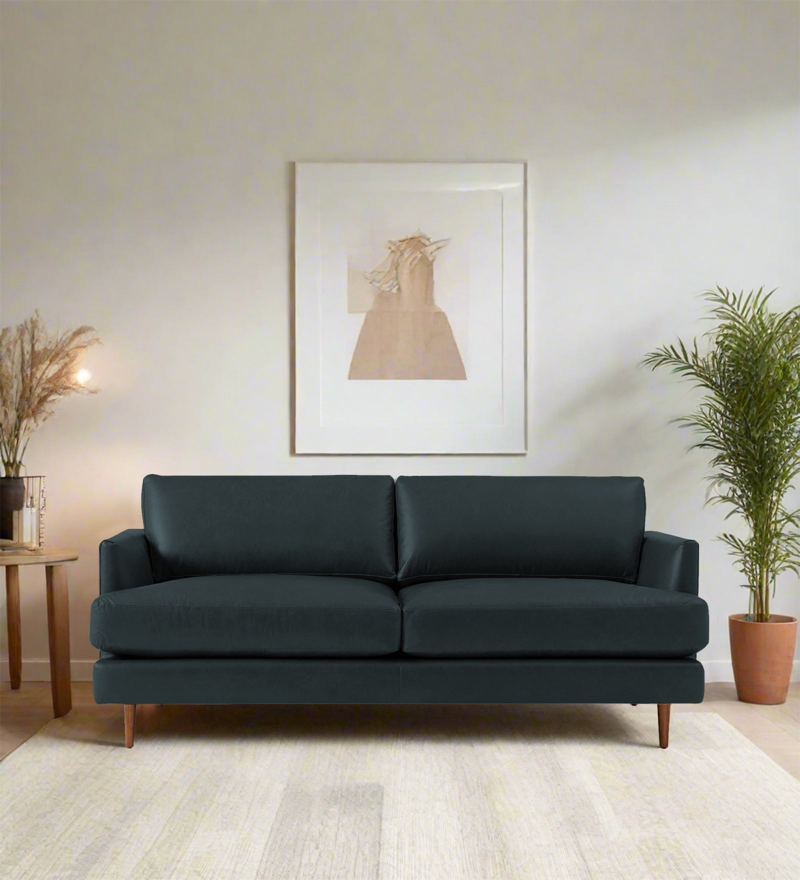 Sterio Leatherette 2 Seater Sofa In Steel Blue Colour - Febonic Living