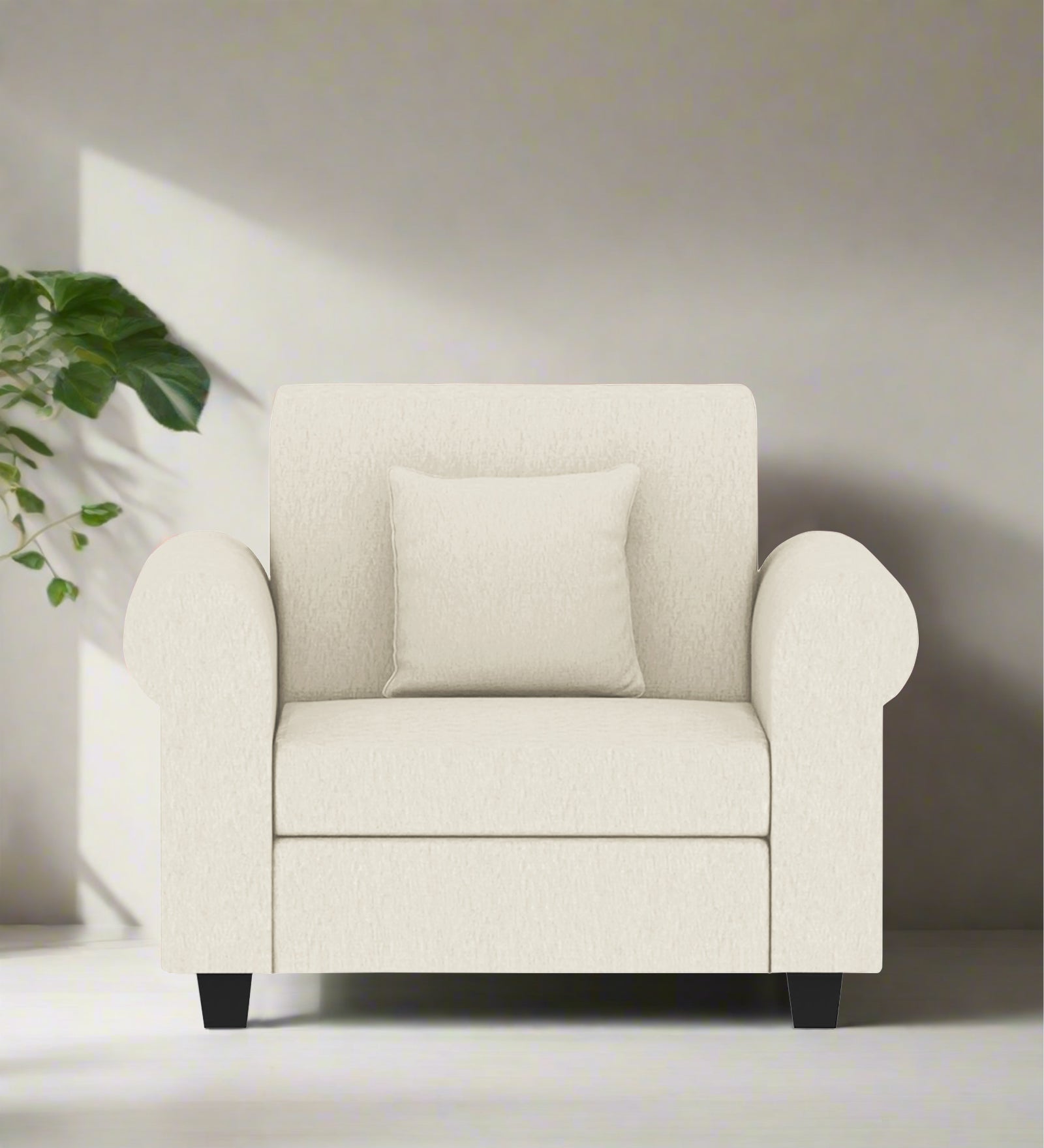 Derado Fabric 1 Seater Sofa in Ivory Cream Colour