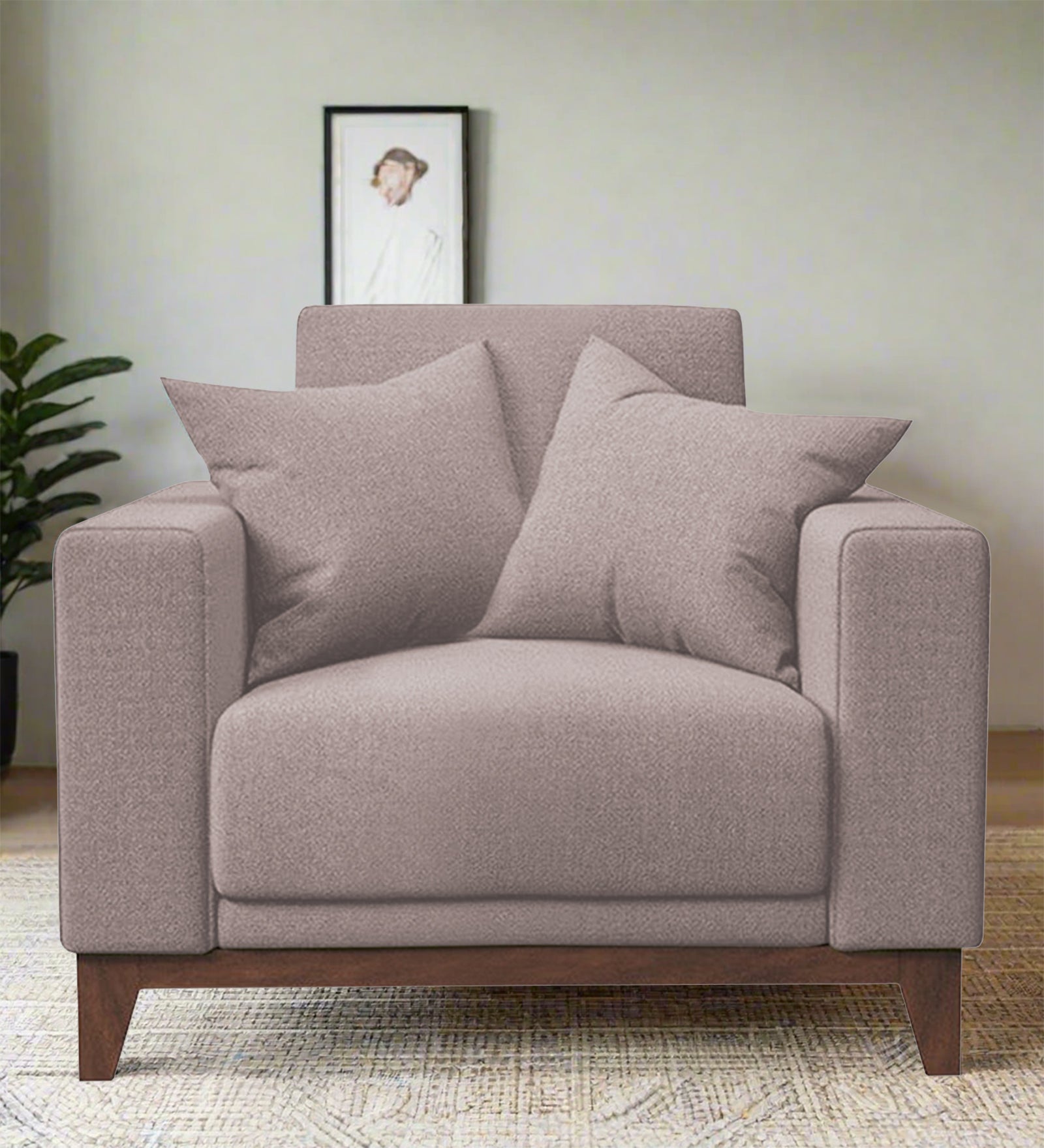 Luca Fabric 1 Seater Sofa in Almond Beige Colour