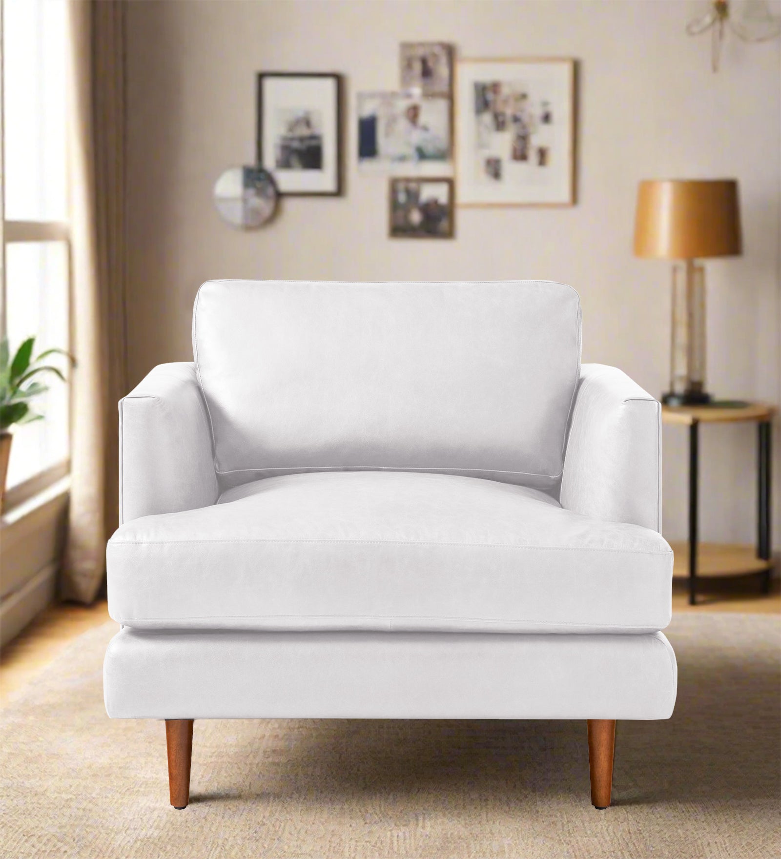 Sterio Leatherette 1 Seater Sofa In  Cream White Colour - Febonic Living