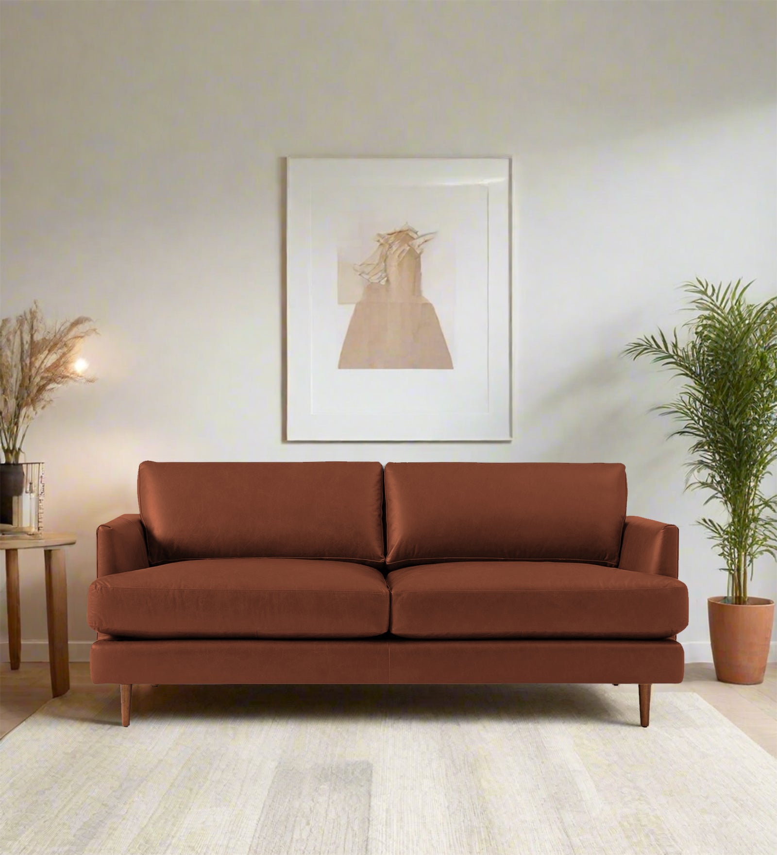 Sterio Leatherette 2 Seater Sofa In Sandle Brown Colour - Febonic Living