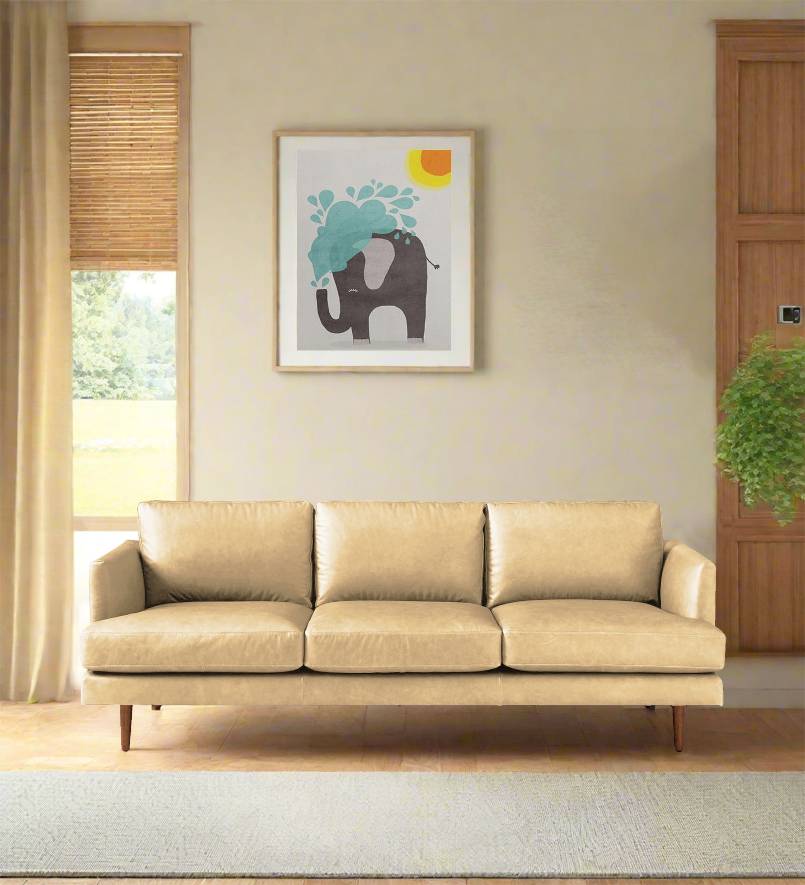 Sterio Leatherette 3 Seater Sofa in Peach Beige Colour