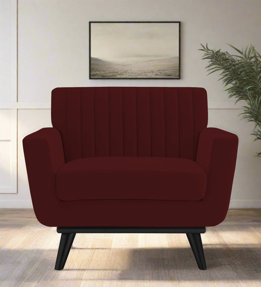 Tucker  1 Seater Velvet Sofa - Dark Maroon by Febonic Living