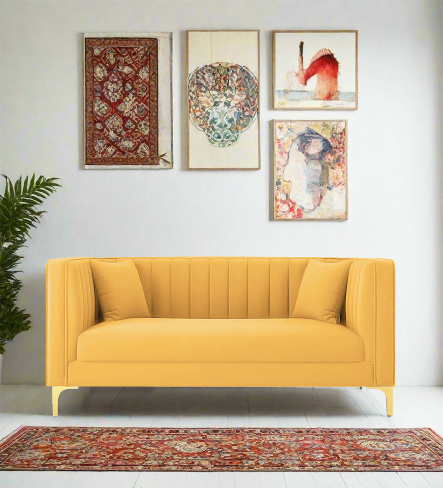 Saban  2 Seater Velvet Sofa - Turmeric yellow by Febonic Living