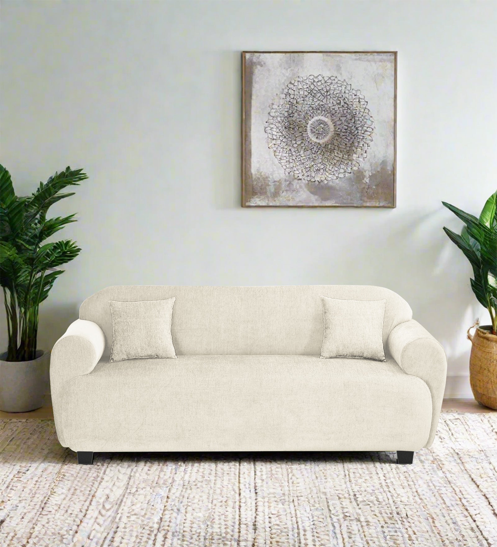 Apollo Fabric 3 Seater Sofa In Ivory Cream Colour - Febonic Living