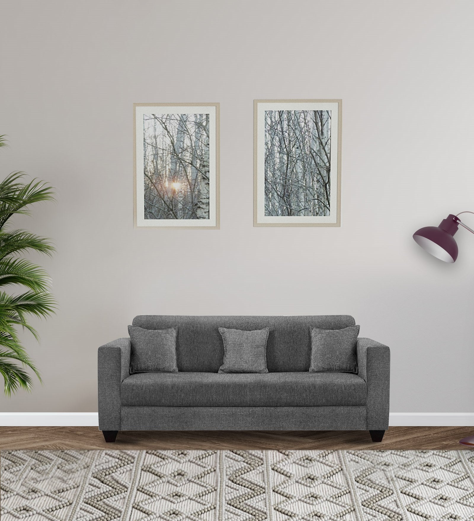 Nebula Fabric 3 Seater Sofa in Charcoal Grey Colour