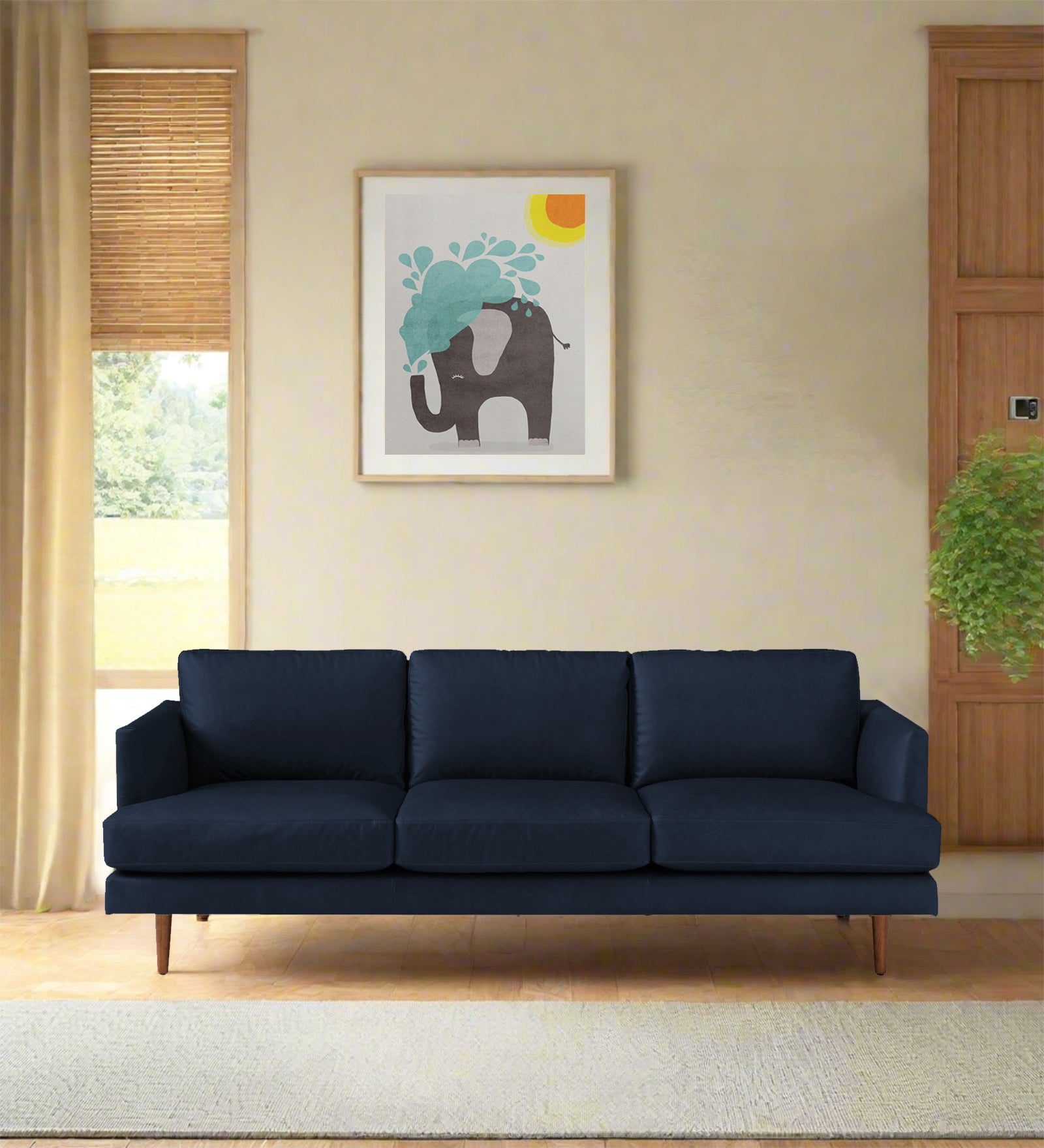 Sterio Leatherette 3 Seater Sofa in Berry Blue Colour