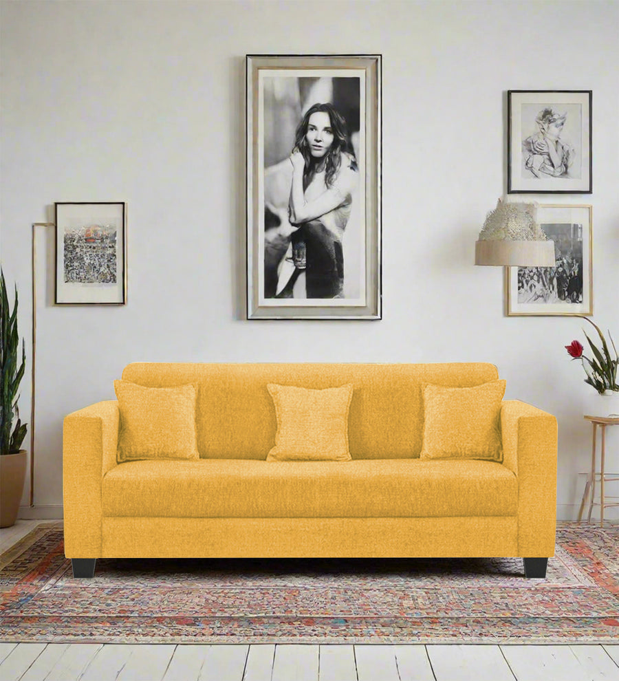 Nebula 3 Seater Fabric Sofa - Bold Yellow by Febonic Living