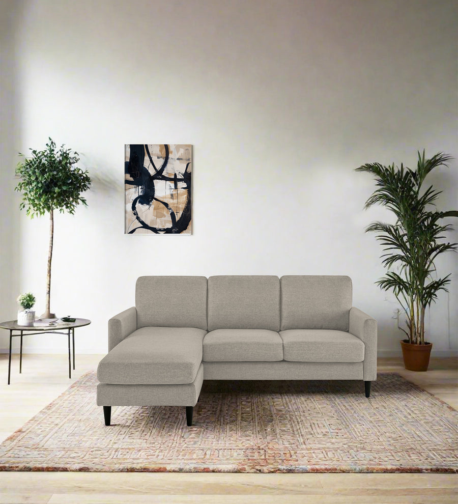 Romie  RHS  (2+Lounger) Fabric Sectional Sofa - Ash Grey by Febonic Living