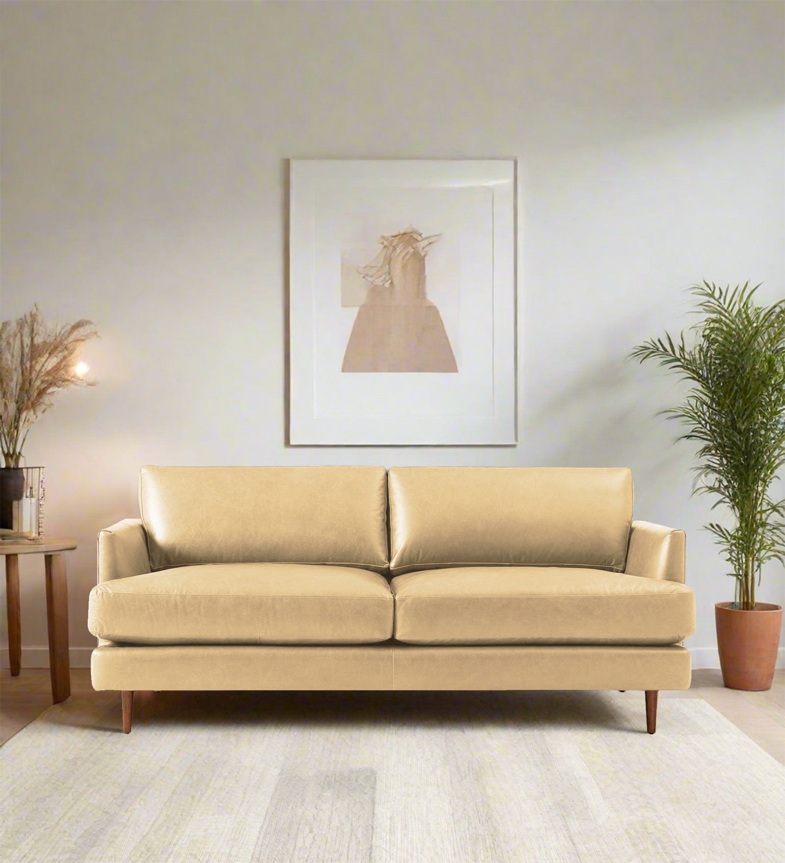 Sterio Leatherette 2 Seater Sofa In Peach Beige Colour - Febonic Living