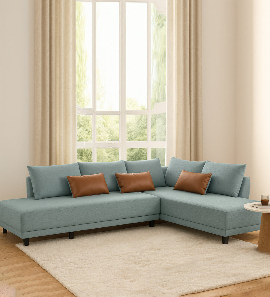 Ira  LHS 6 Seater Convertible  Cum Bed Boucle Fabric Sofa - Stormy Blue by Febonic Living