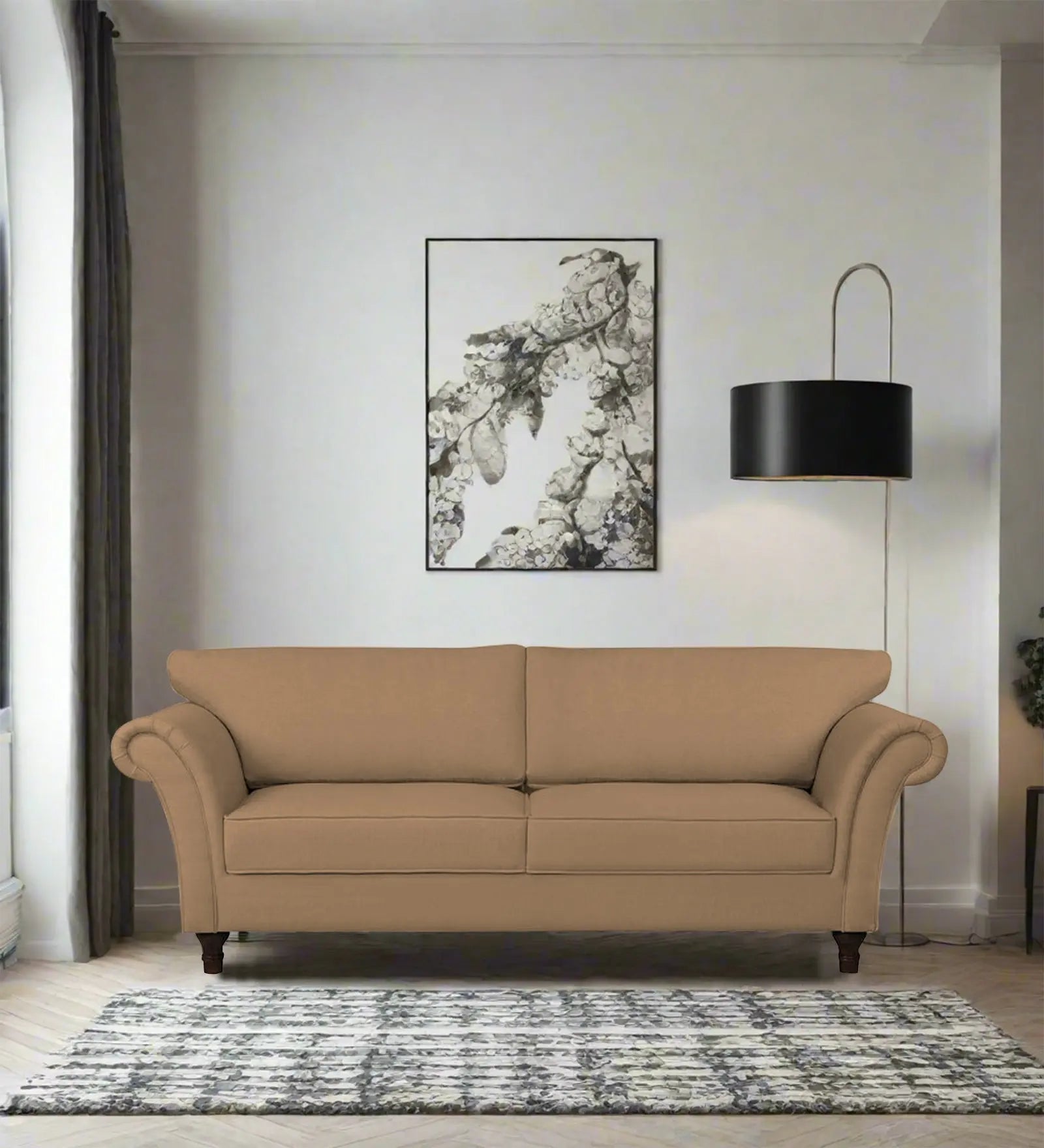 Rana Fabric 3 Seater Sofa In Copper Brown Colour Febonic Living