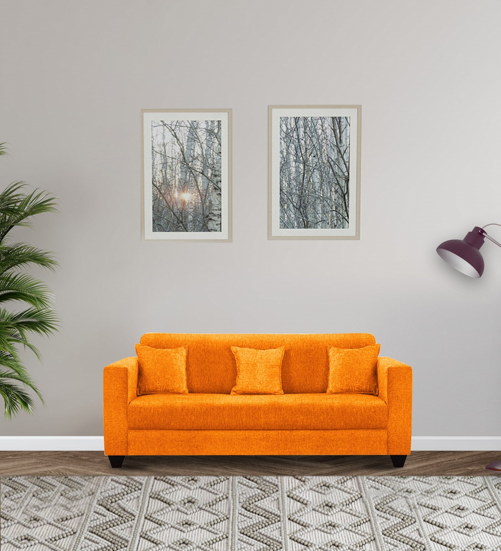 Nebula Fabric 3 Seater Sofa in Vivid Orange Colour