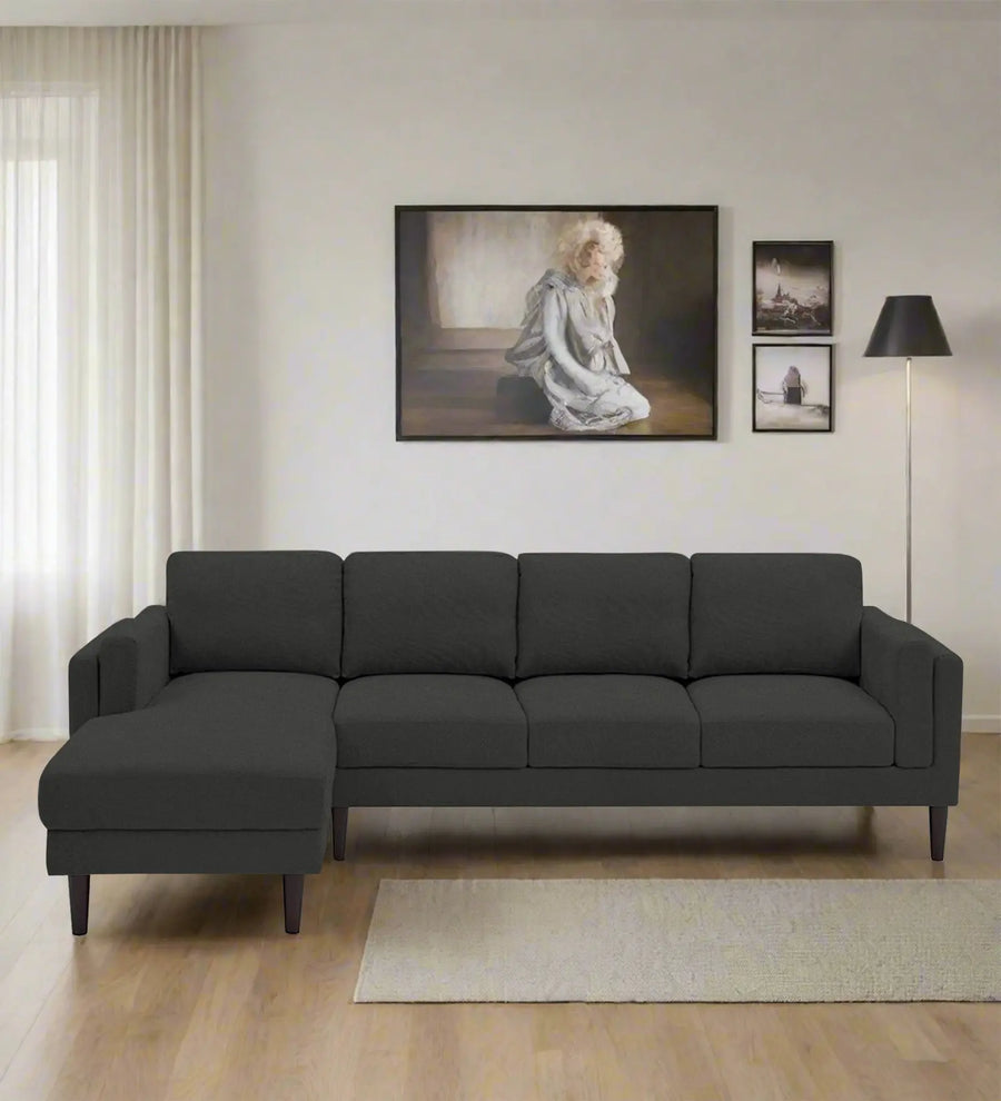 Creata  RHS  (3+Lounger) Fabric Sectional Sofa - Charcoal Grey by Febonic Living