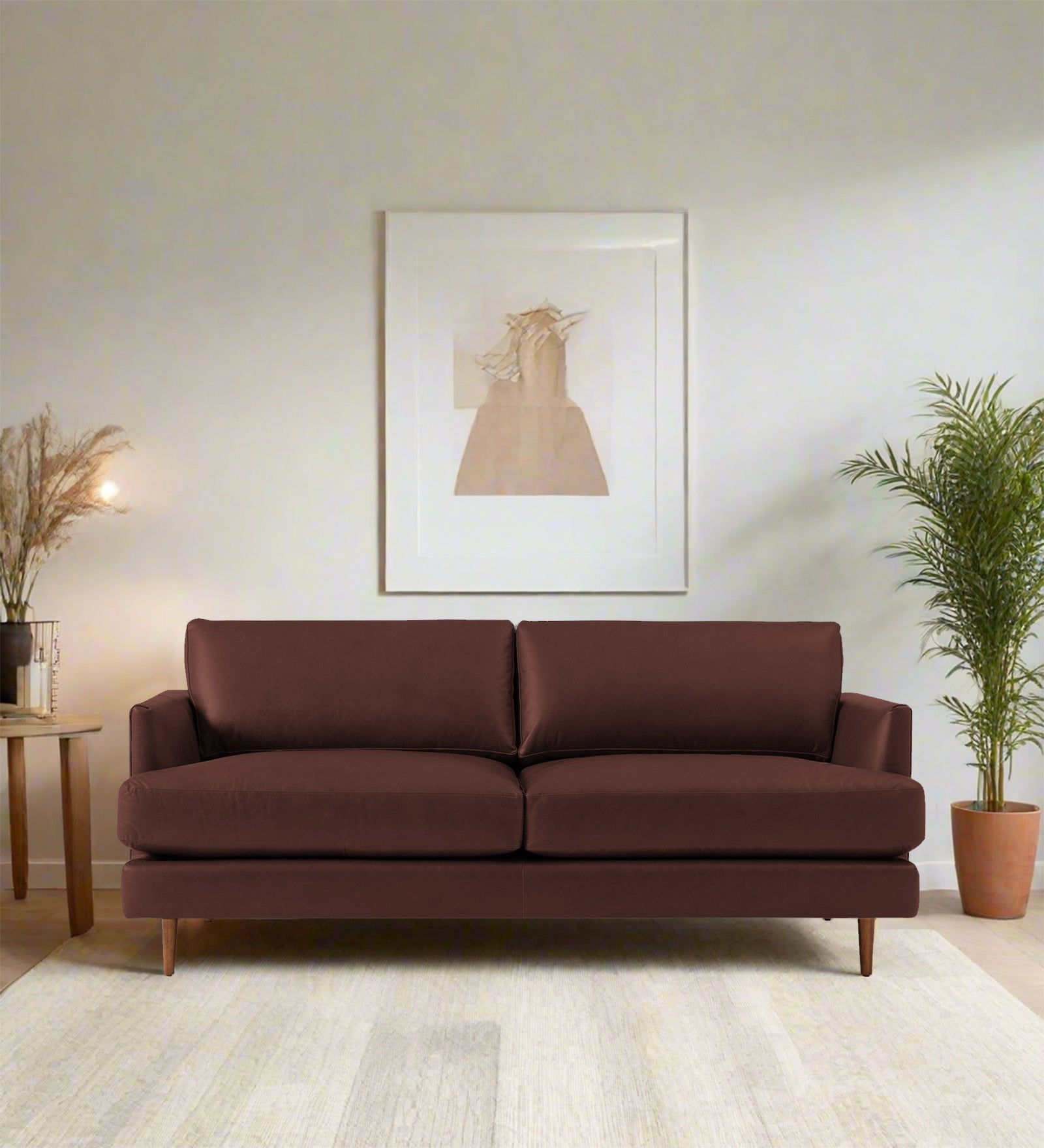 Sterio Leatherette 2 Seater Sofa In Wine Brown Colour - Febonic Living