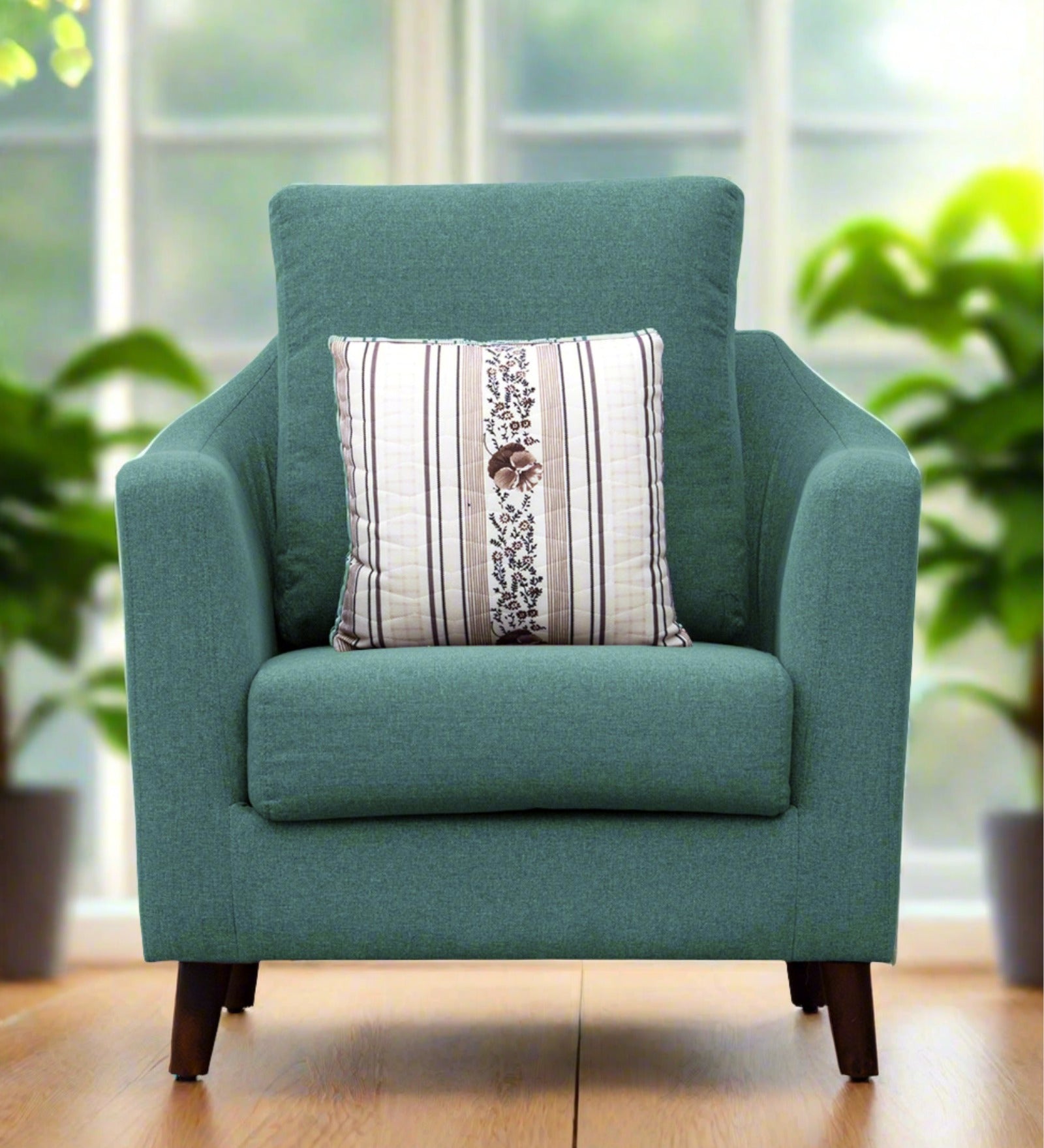 Kevin Fabric 1 Seater Sofa in Sea Green Colour