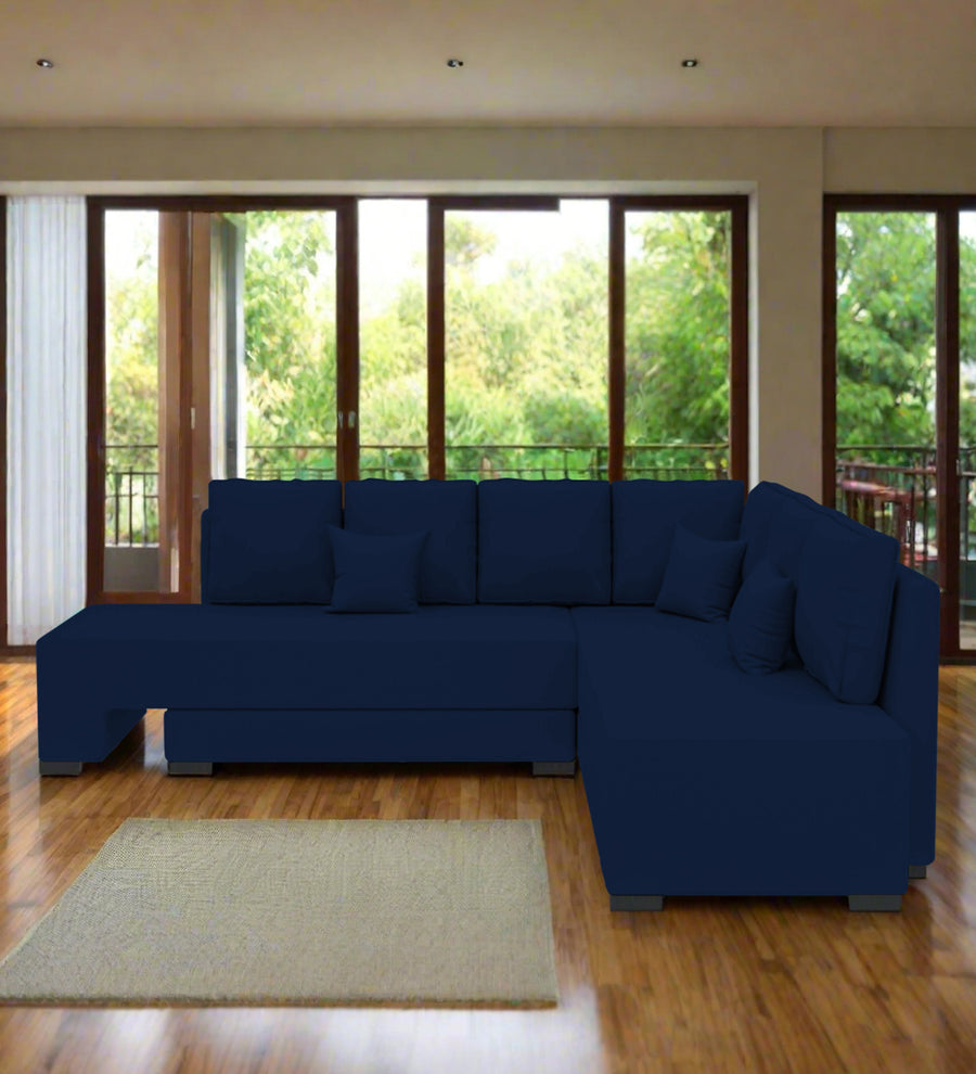 Corby  RHS 6 Seater Convertible  Cum Bed Velvet Sofa - Imperial Blue by Febonic Living