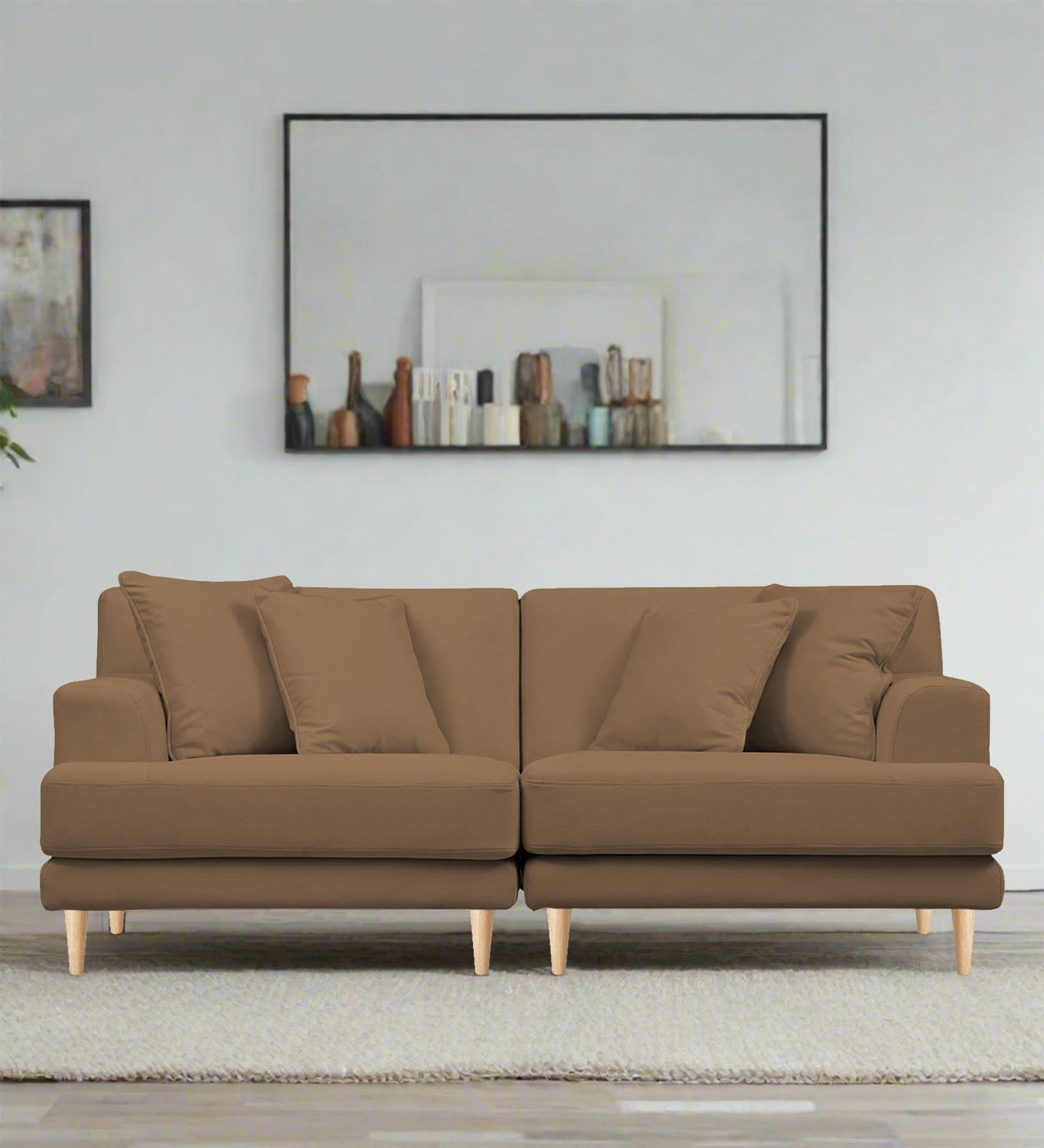 Woody Fabric 3 Seater Sofa in Dusty peach Colour