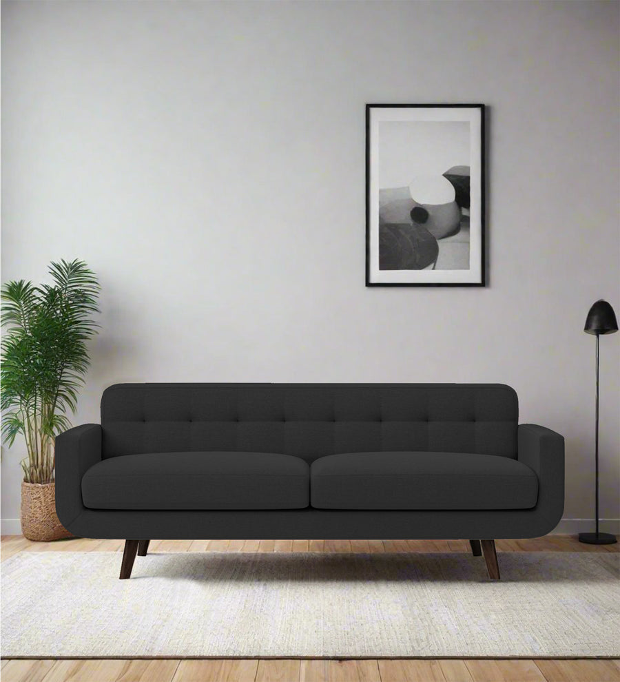 Marsela 3 Seater Fabric Sofa - Bitter Black by Febonic Living