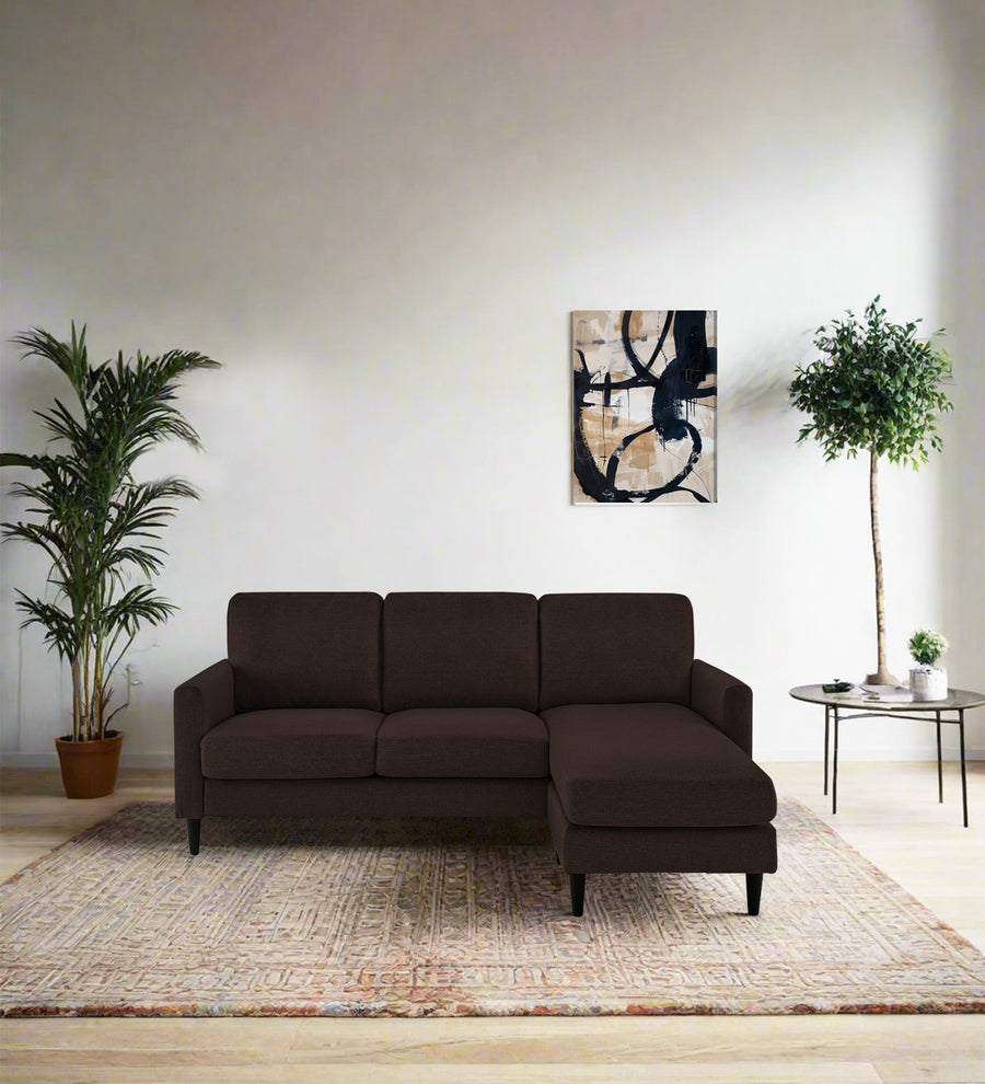 Romie  LHS  (2+Lounger) Fabric Sectional Sofa - Coffee Brown by Febonic Living