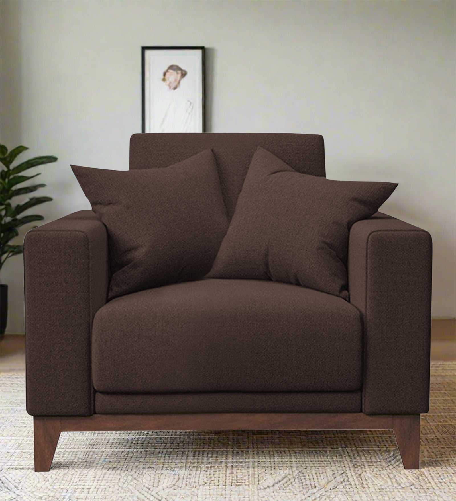 Luca Fabric 1 Seater Sofa in Caramel Brown Colour