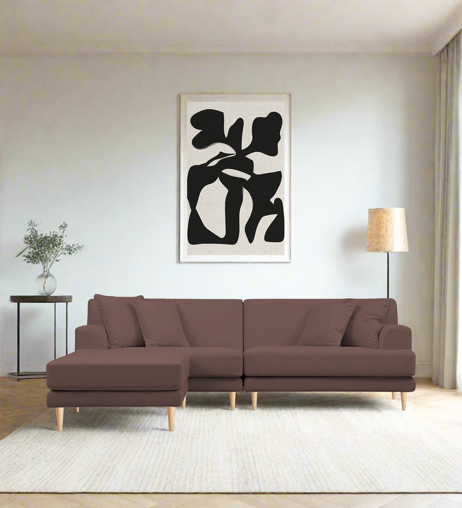 Woody  RHS  (3+Lounger) Fabric Sectional Sofa - Berry Wine by Febonic Living