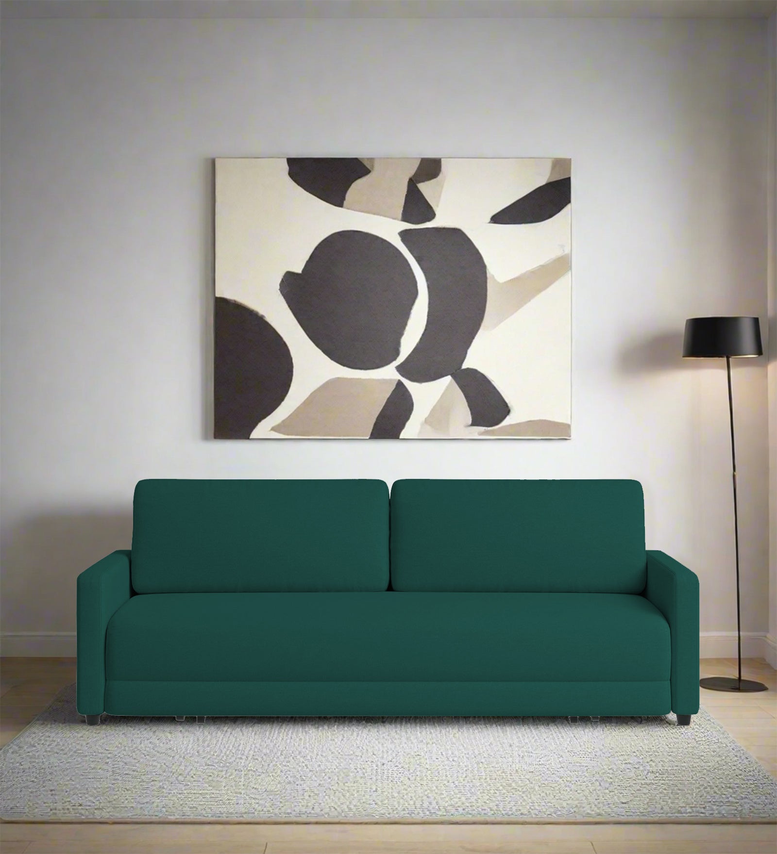 Leora Fabric 3 Seater Convertible Sofa Cum Bed In Sage Green Colour - Febonic Living