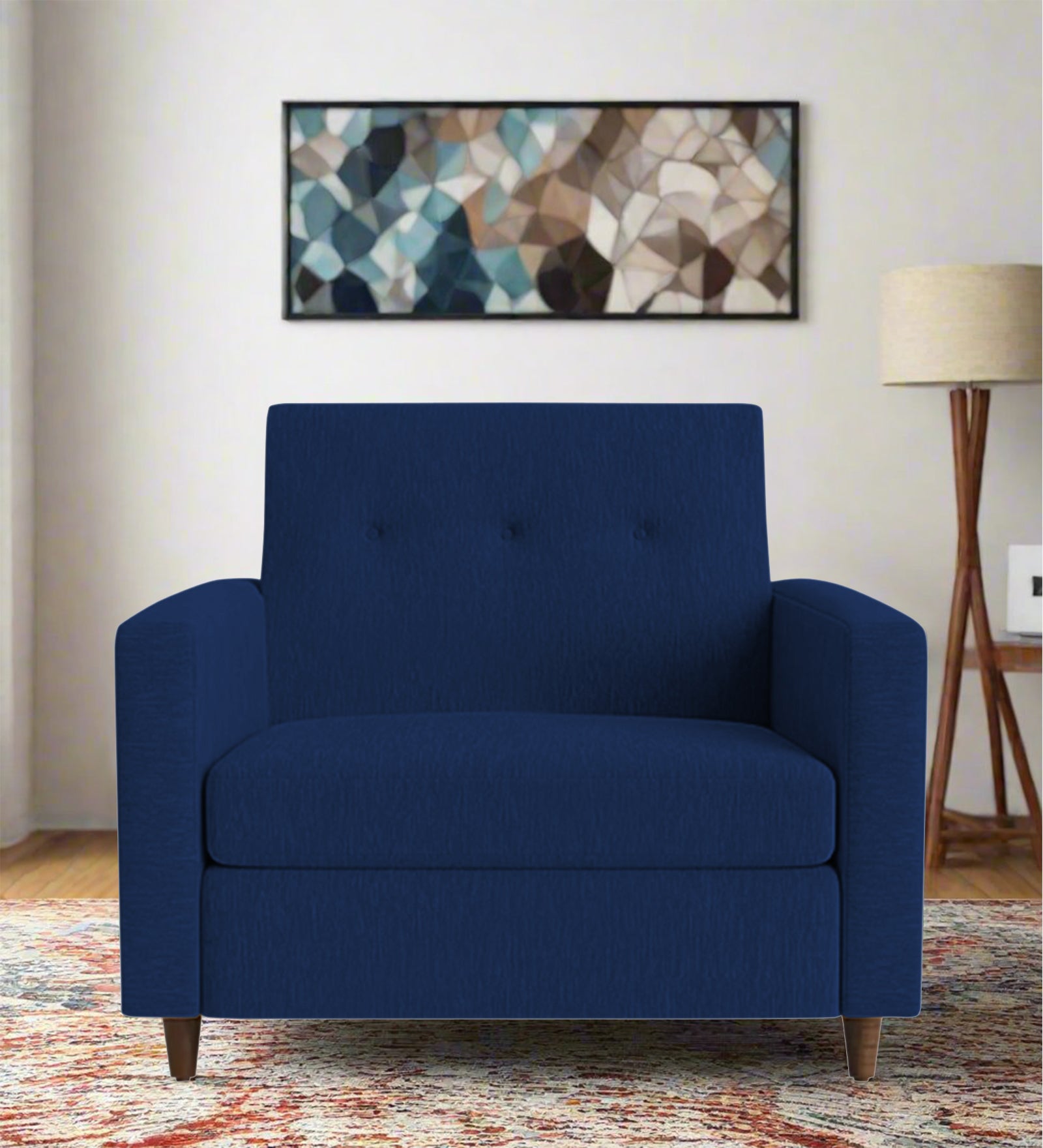 Timon Fabric 1 Seater Sofa in Royal Blue Colour