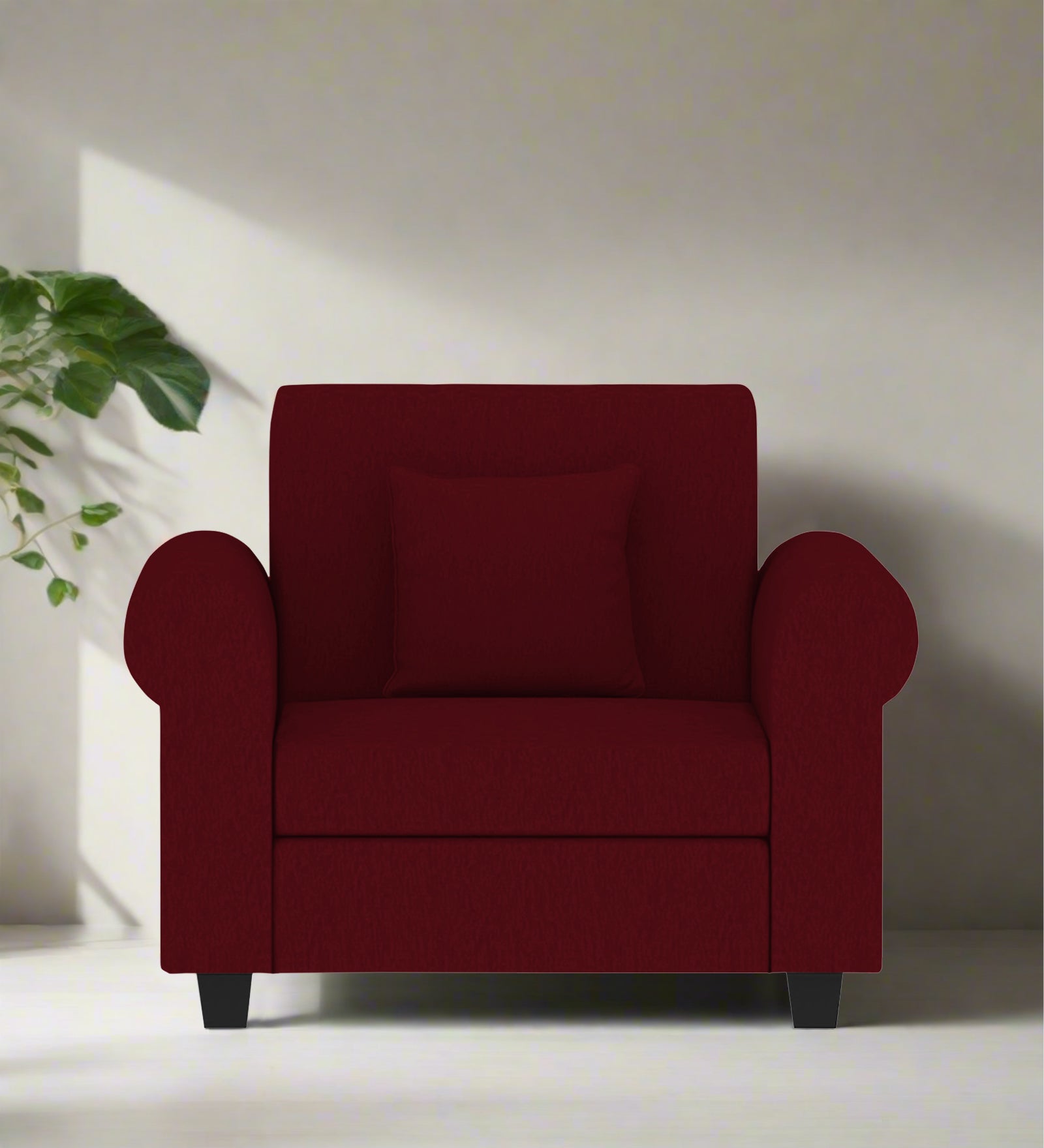 Derado Fabric 1 Seater Sofa in Ruby Red Colour