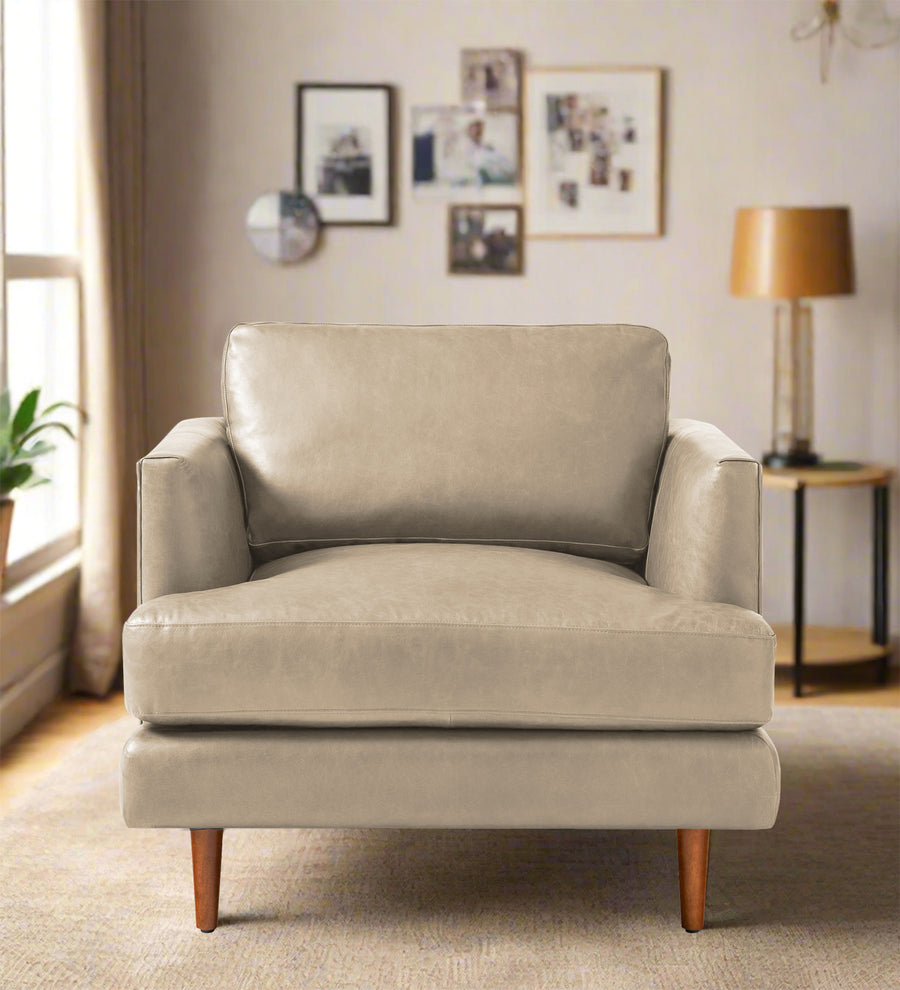 Sterio  1 Seater Leatherette Sofa - Tan Beige by Febonic Living