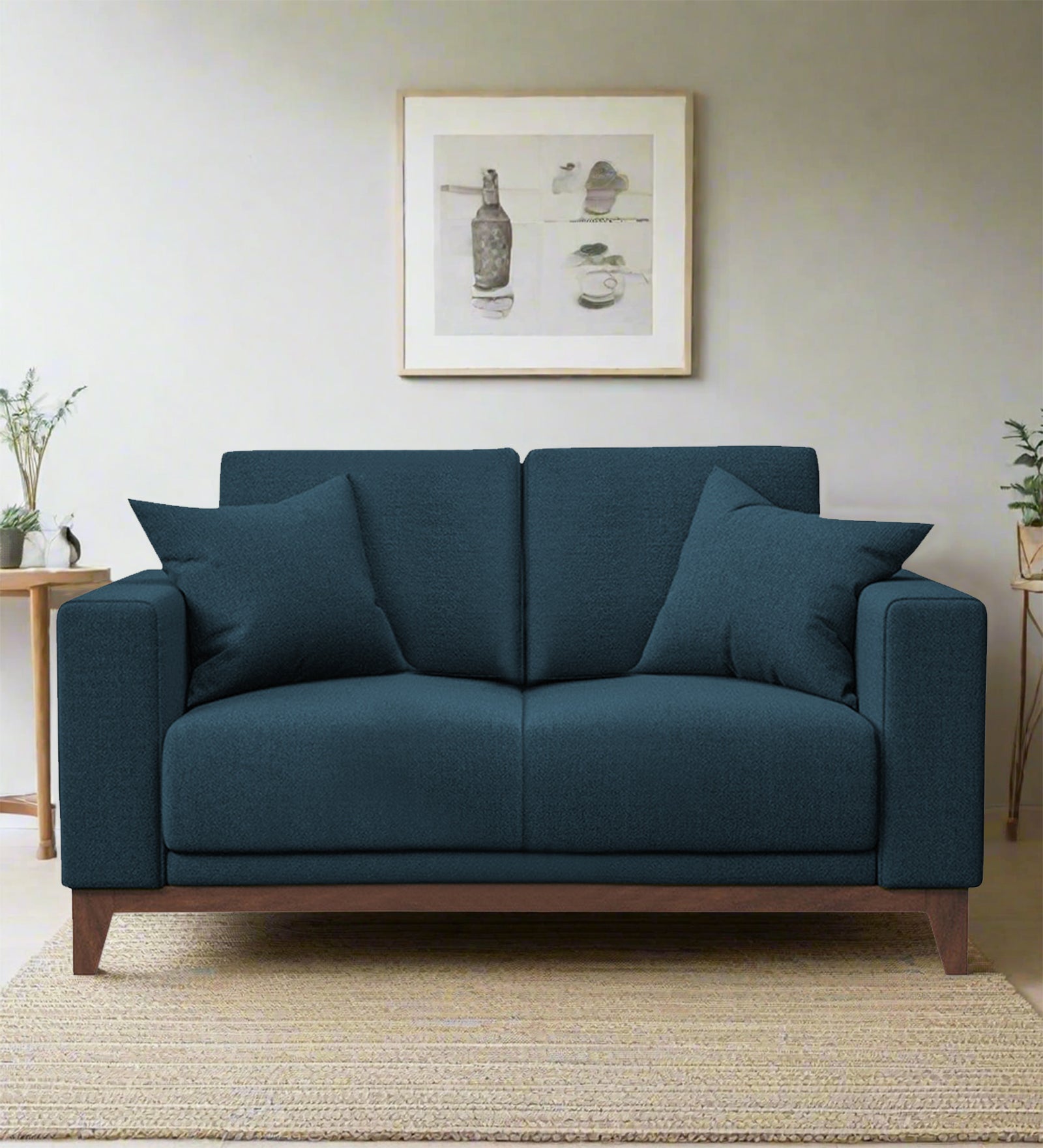 Luca Fabric 2 Seater Sofa in Cool Blue Colour