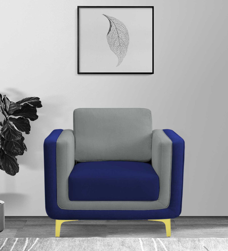 Visky  1 Seater Velvet Sofa - Pearl Grey And Indigo Blue by Febonic Living