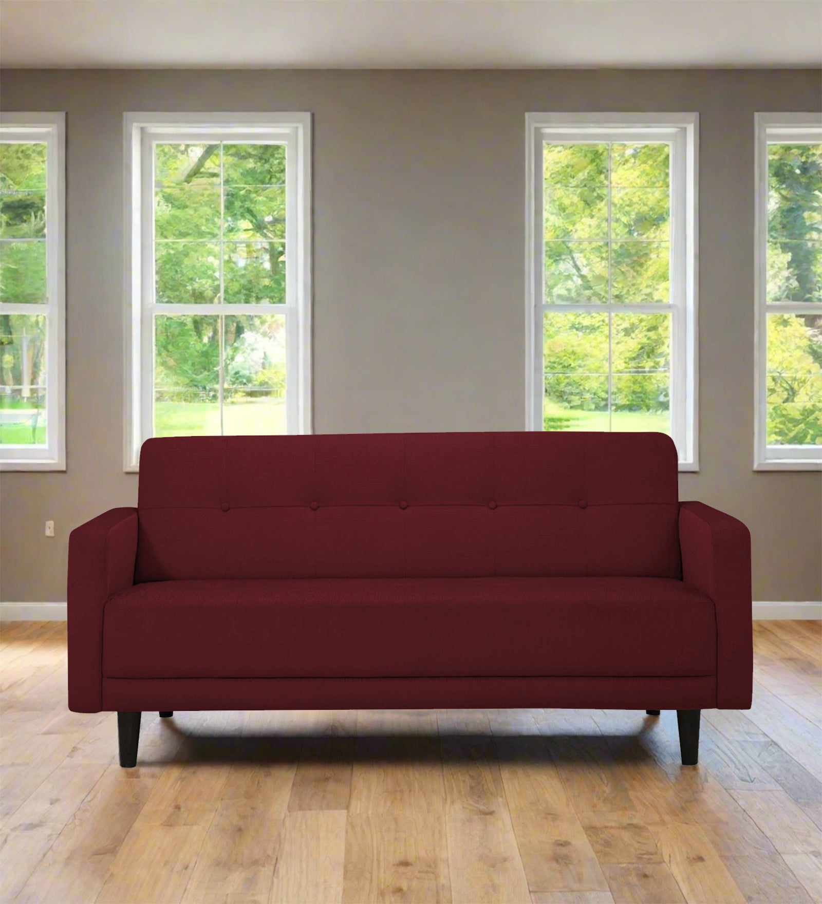 Noha Fabric 2 Seater Sofa In Blood Maroon Colour
