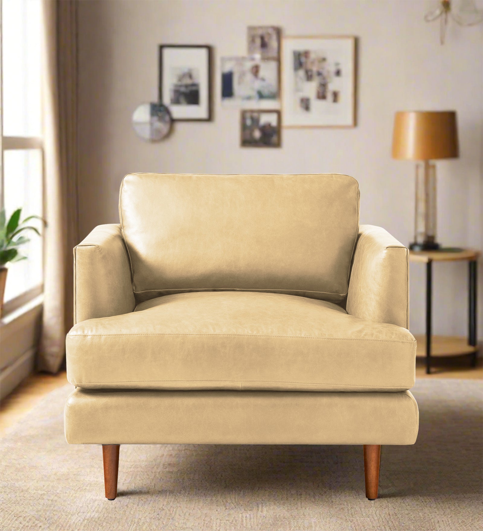 Sterio Leatherette 1 Seater Sofa In  Peach Beige Colour - Febonic Living