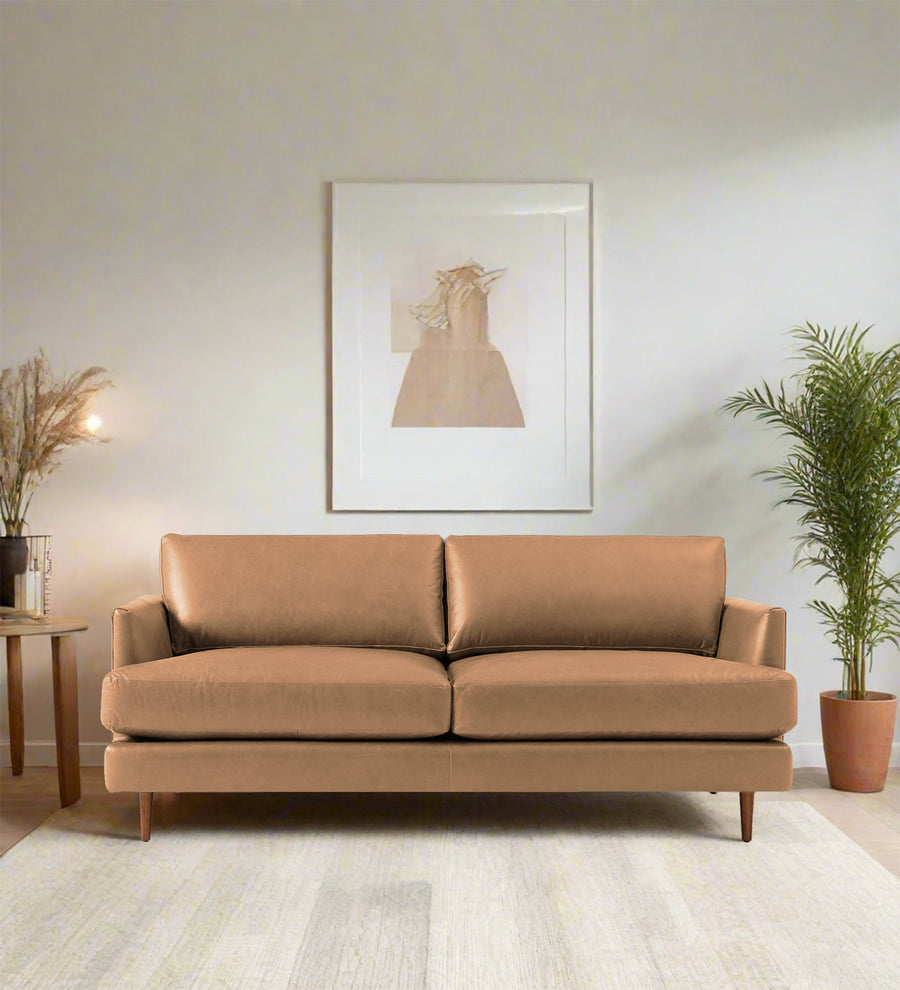 Sterio  2 Seater Leatherette Sofa - Sepia Beige by Febonic Living