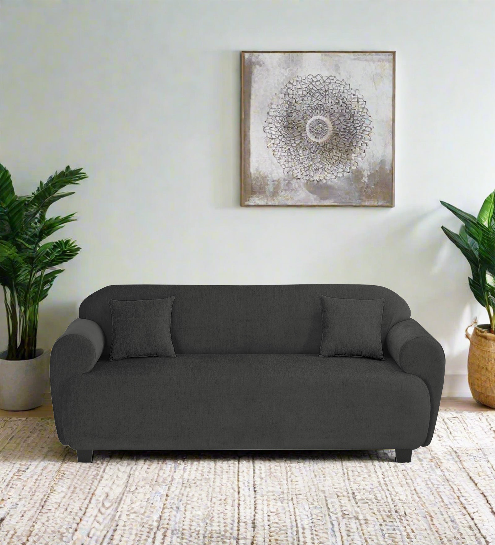 Apollo Fabric 3 Seater Sofa In  Charcoal Grey Colour - Febonic Living