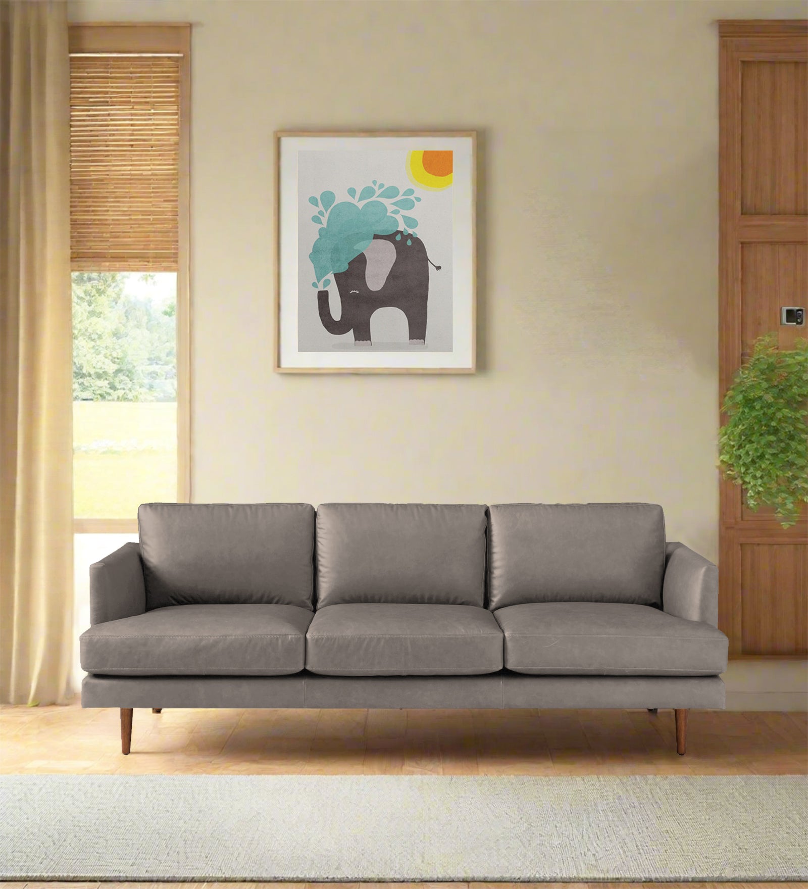 Sterio Leatherette 3 Seater Sofa in Steel Grey Colour
