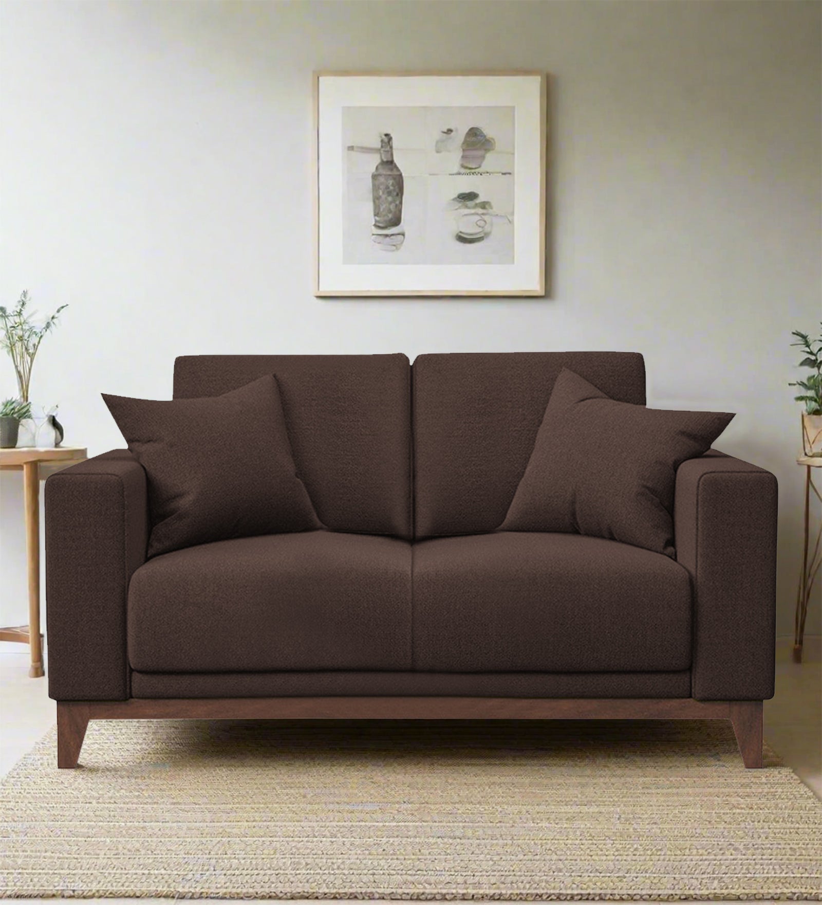 Luca Fabric 2 Seater Sofa in Caramel Brown Colour