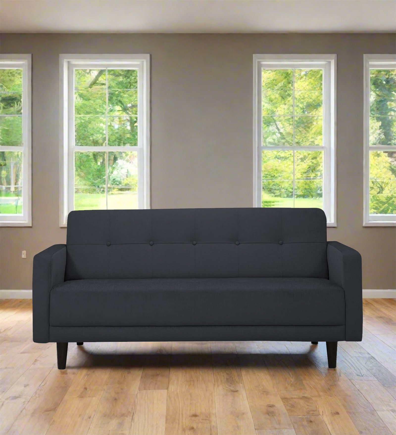 Noha Fabric 2 Seater Sofa in Charcoal Grey Colour