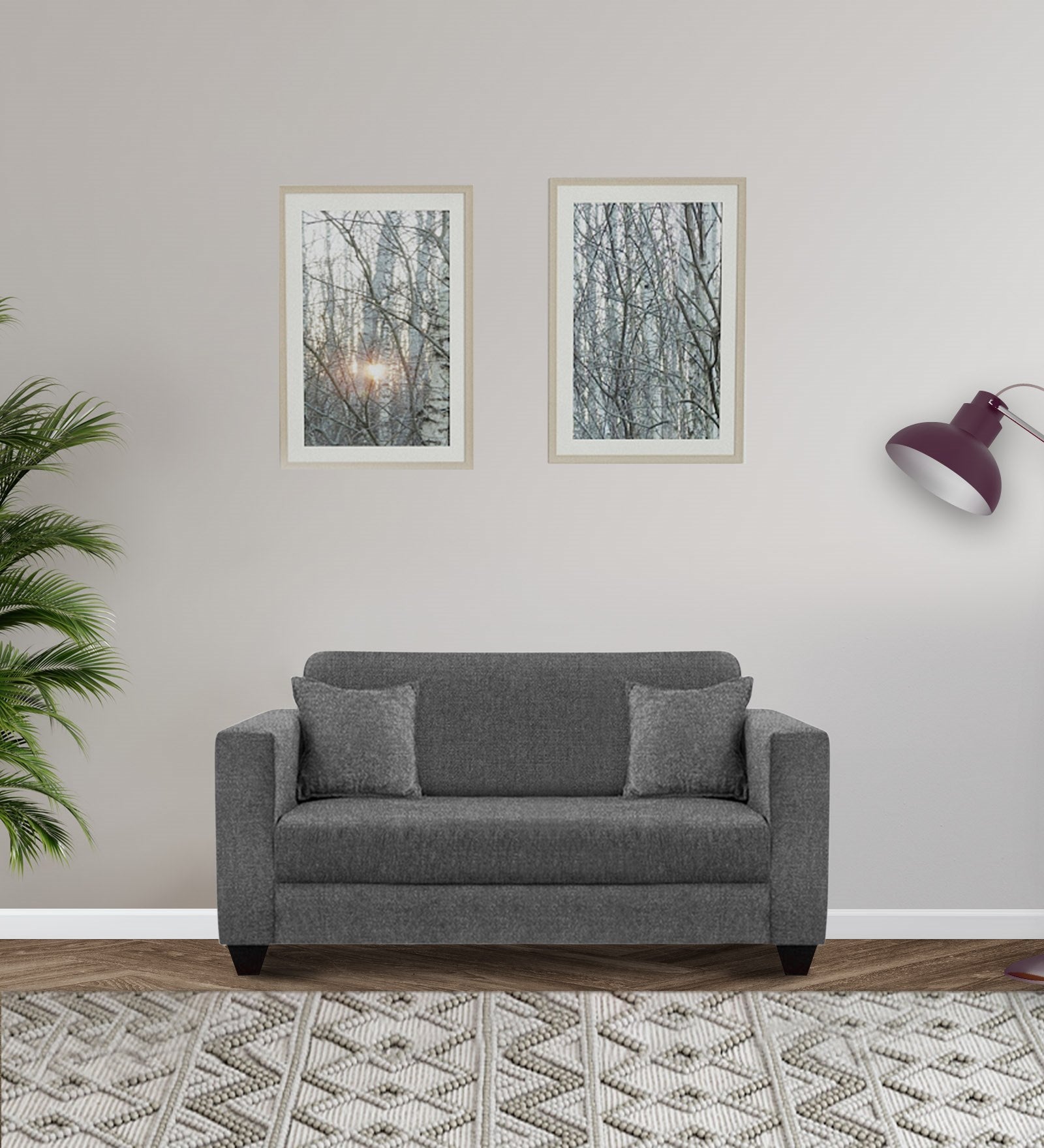 Nebula Fabric 2 Seater Sofa in Charcoal Grey Colour