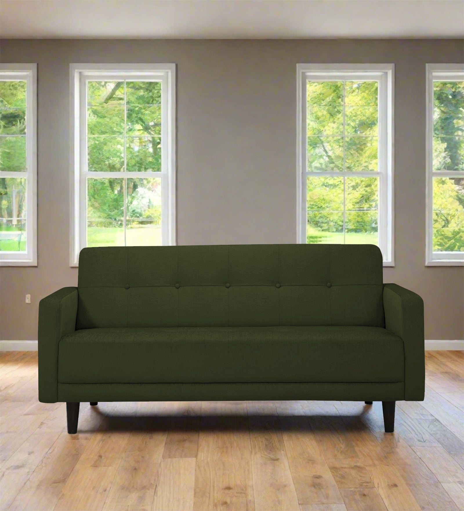 Noha Fabric 2 Seater Sofa in Olive Green Colour