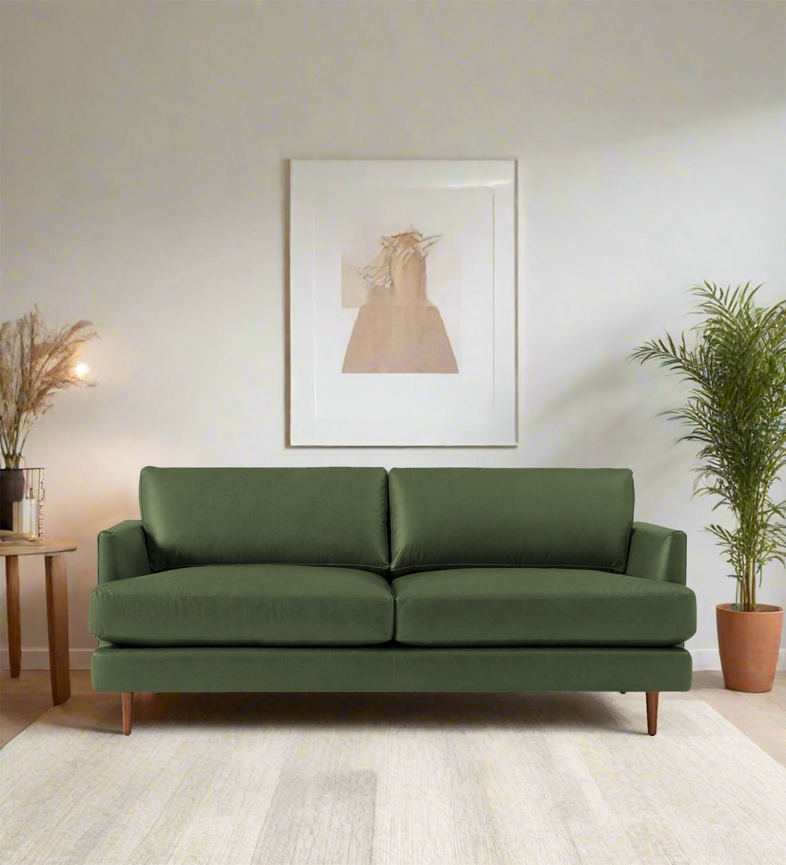 Sterio Leatherette 2 Seater Sofa In Moss Green Colour - Febonic Living