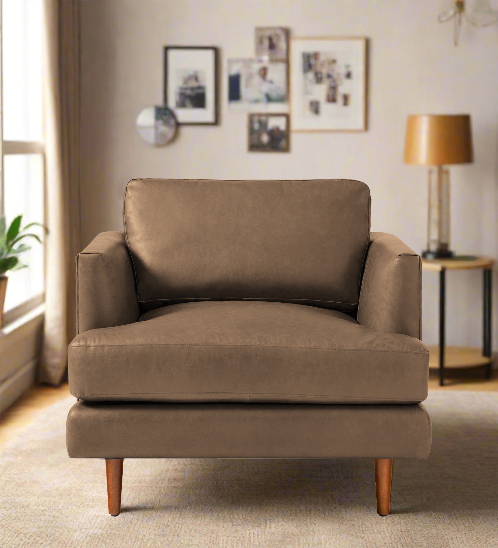 Sterio Leatherette 1 Seater Sofa In  Husky Brown Colour - Febonic Living