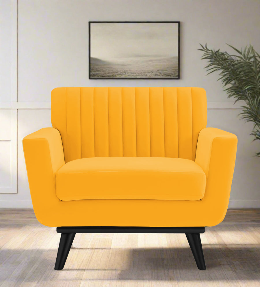Tucker  1 Seater Velvet Sofa - Safforn Yellow by Febonic Living