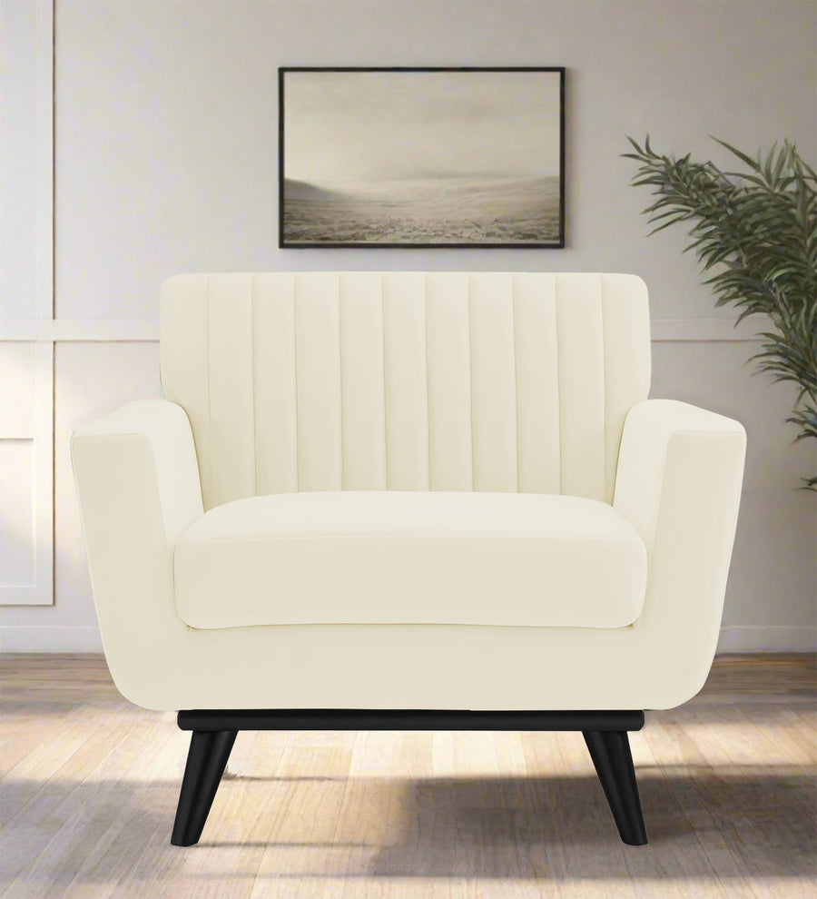 Tucker  1 Seater Velvet Sofa - Warm White by Febonic Living