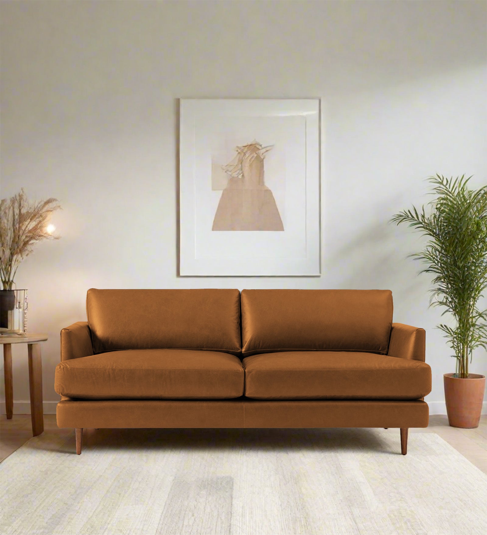 Sterio Leatherette 2 Seater Sofa In Cinnamon Brown Colour - Febonic Living