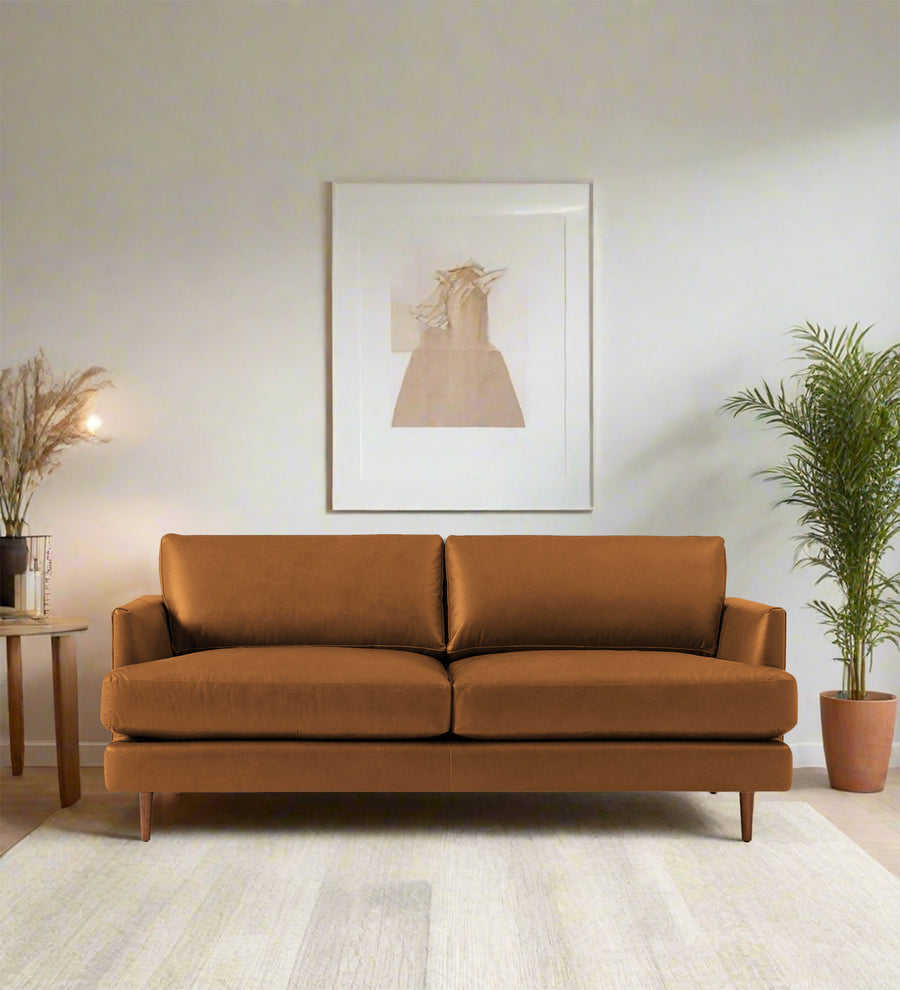 Sterio  2 Seater Leatherette Sofa - Cinnamon Brown by Febonic Living